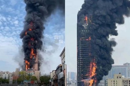 200 metr hündürlüyündə bina 20 dəqiqəyə tamamilə yandı – FOTO/VİDEO