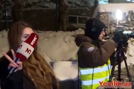 Rusiya telekanalının əməkdaşları Xankəndi-Laçın yolunda çəkiliş aparırlar