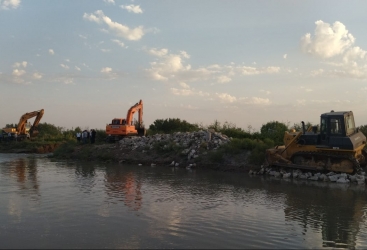 Yuxarı Qarabağ kanalında bəndin uçan hissəsi bərpa edildi