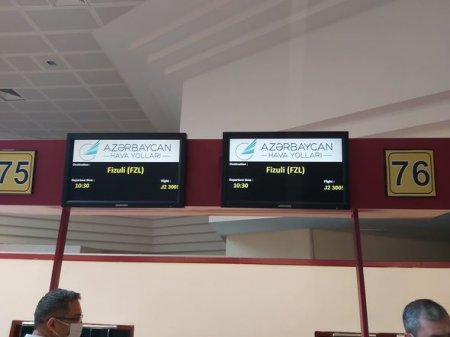 AZAL-ın təyyarəsi Qarabağın beynəlxalq hava limanında ilk eniş edib - FOTO