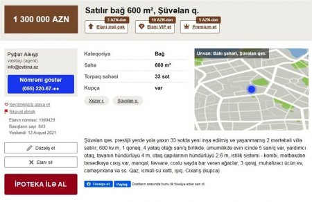 Mehdiyevin kürəkəni Şüvəlandakı villasını 1 milyon 300 minə satır: Səbəb (FOTOLAR)