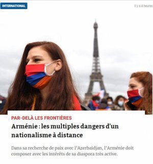 Fransa jurnalı erməni millətçiliyinin təhlükəsindən yazdı