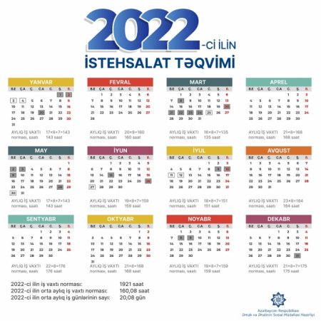 2022-ci ilin qeyri-iş günləri təsdiqləndi - CƏDVƏL