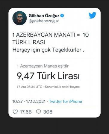 "Athena" qrupunun solisti Gökhan Özoğuz: "Bir Azərbaycan manatı 10 türk lirəsidir"