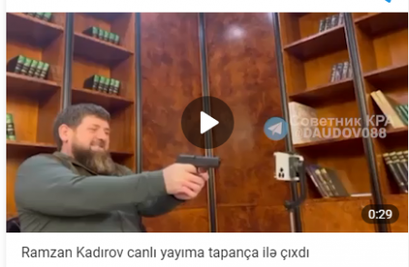 Ramzan Kadırovdan şok addım: Canlı yayıma tapança ilə çıxdı - VİDEO