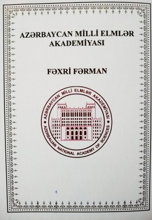 Polimer Materialları İnstitutunun elmi katibi AMEA-nın Fəxri fərmanı ilə təltif olunub