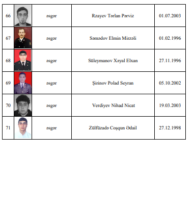Daha 21 şəhidimiz var – Siyahı