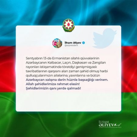 Prezident xalqımıza başsağlığı verdi - FOTO