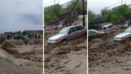 Sel Goranboyda avtomobilləri belə apardı-FOTOLAR