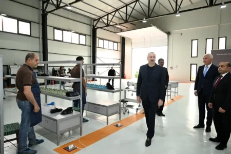 İlham Əliyev “PIRSHAGHI” ayaqqabı fabrikinin Laçın filialının açılışında - FOTO