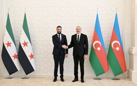 Prezident İlham Əliyevin Suriyanın keçid dövrü Prezidenti ilə geniş tərkibdə görüşü olub