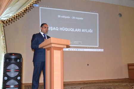 Uşaq Hüquqları Aylığı çərçivəsində Naftalanda hüquqi-maarifləndici tədbir keçirilib  Azərbaycan Respublikasının İnsan Hüquqları üzrə Müvəkkili (Ombudsman) Səbinə Əliyeva tərəfindən elan olunmuş “Uşaq Hüquqları Aylığı” çərçivəsində Ombudsmanın Qərb Re