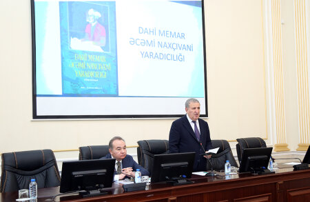 AMEA-da “Dahi memar Əcəmi Naxçıvani yaradıcılığı” mövzusunda elmi sessiya keçirilib