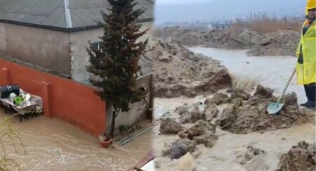 Sulutəpəni yağış suları basdı, hərəkət çətinləşdi - VİDEO
