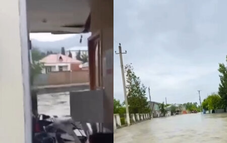 Zaqatalada  poçt binasını sel apardı - Video