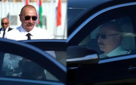 İlham Əliyev açılışdan sonra sükan arxasına keçdi - VİDEO